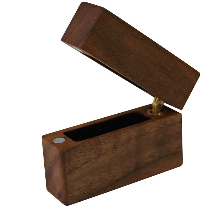 UOOOM Wood Ring Box Portable Jewelry Box, Walnut Slim Ring Case for Proposal, Engagement, Wedding, Anniversary, Valentine's Day (U01-THX) - Image 4